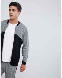 ASOS DESIGN Co Ord Jersey Bomber Jacket With Panelling In Check Print
