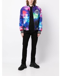 VERSACE JEANS COUTURE Graphic Print Zip Up Bomber Jacket