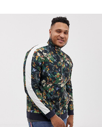 ASOS DESIGN Plus Track Jacket In Retro Fabric With Floral Print And