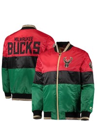 STARTE R Redblackgreen Milwaukee Bucks Black History Month Nba 75th Anniversary Full Zip Jacket At Nordstrom