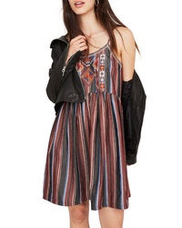 Madewell Embroidered Stripe Babydoll Cami Dress