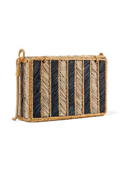 Magnetic Midnight Rayas Woven Palm Leaf And Gold Plated Shoulder Bag