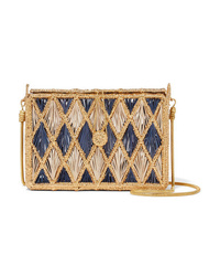 Magnetic Midnight Rombos Woven Palm Leaf And Gold Plated Shoulder Bag