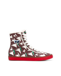 Multi colored Print Canvas High Top Sneakers