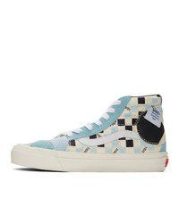 Vans Blue And Off White Bricolage Sk8 Hi Sneakers
