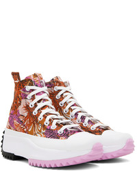 Converse Pink Orange Run Star Hike Tropical Florals Sneakers