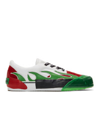Palm Angels Green And Red Flame Sneakers