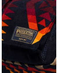 Sacai Blue Yellow And Red Pendleton Cotton Messenger Bag