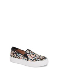 Multi colored Print Canvas Slip-on Sneakers