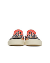 Amiri White And Red Flame Slip On Sneakers