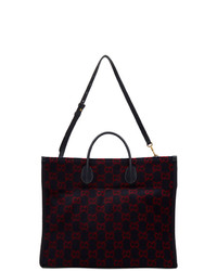 Gucci Navy Wool Gg Tote