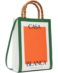 Casablanca Orange White Canvas Logo Tote