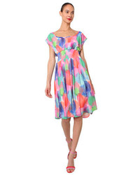 Isaac Mizrahi New York Multi Color Print Smock Dress