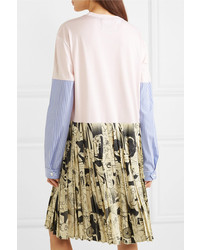 Prada Printed Cotton Jersey And Silk Mini Dress