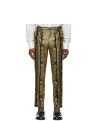 Dolce and Gabbana Black And Gold Jacquard Trousers