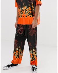 Jaded London Festival Co Ord Trousers In Black With Flame Print