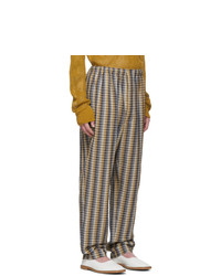 Lemaire Yellow And Blue Seersucker Elasticated Trousers