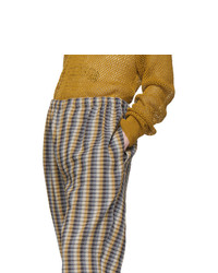 Lemaire Yellow And Blue Seersucker Elasticated Trousers