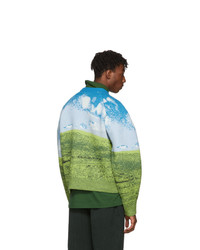 Sunnei Blue And Green Felted Woven Oversized Sweater