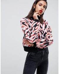 ASOS DESIGN Cropped Jumper In Abstract Animal