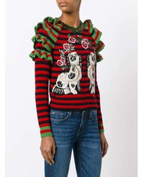 Gucci Embroidered Striped Knitted Jumper