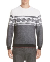Z Zegna Jacquard Wool Crewneck Sweater