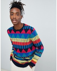 ASOS DESIGN Knitted Jumper With Geo Pattern