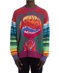 Versace Love Medusa Oversize Crewneck Sweater In Orange Multicolor At Nordstrom