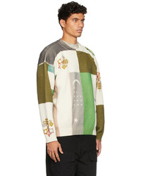 Children Of The Discordance Off White Knit Paneled Crewneck Sweater