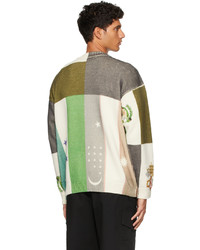 Children Of The Discordance Off White Knit Paneled Crewneck Sweater