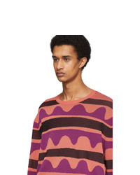 Neil Barrett Orange Striped Primitive Art Sweater