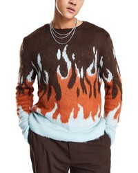ASOS DESIGN Textured Flame Sweater In Multi At Nordstrom