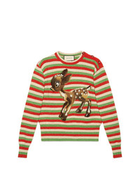 Gucci Wool Lurex Striped Sweater With Fawn