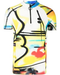 Off-White Abstract Print Zip Up T Shirt