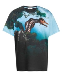Valentino All Over Dragons Print T Shirt
