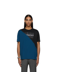 Givenchy Black And Blue Diagonal Colorblock T Shirt