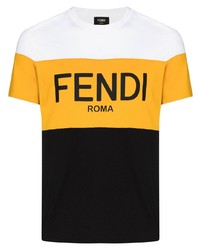 Fendi Colour Block Logo Print T Shirt
