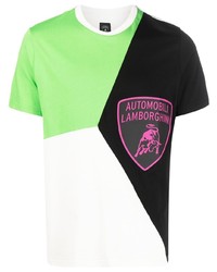 Automobili Lamborghini Colour Block Logo Print T Shirt