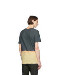 Balmain Grey And Beige Tie Dye Signature Logo T Shirt