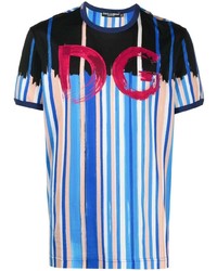 Dolce & Gabbana Logo Print Striped T Shirt