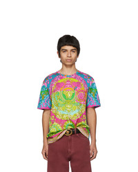 Versace Multicolor Fluo Barocco Print T Shirt