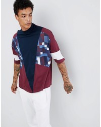 ASOS DESIGN Oversized T Shirt With Half Sleeve And Retro Panel Print