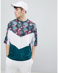 ASOS DESIGN Oversized T Shirt With Retro Panels And Half Sleeve