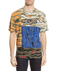 French Connection Patchwork Camo Graphic Tee