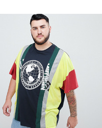 ASOS DESIGN Plus Oversized T Shirt With Extreme Splice Panels And Text Print
