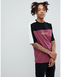 ASOS DESIGN Relaxed T Shirt With Colour Block And Roman Numeral Print