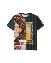 Balmain Straight Fit Patchwork Print T Shirt In Aaa