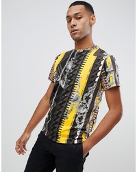 Versace Jeans T Shirt In Blue Baroque Print