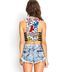 Forever 21 Cutout Keith Haring Crop Top
