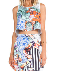 Clover Canyon Floral Silhouettes Neoprene Crop Top